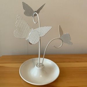 White Butterfly Earring Tree + Jewelry Tray